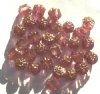 30 8mm Faceted Dark Pink with Antique Gold Coated Ends